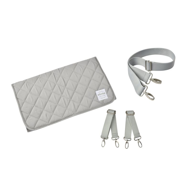 Zubeh&ouml;rset - Graue Tasche Wickelunterlage, Kinderwagenclips